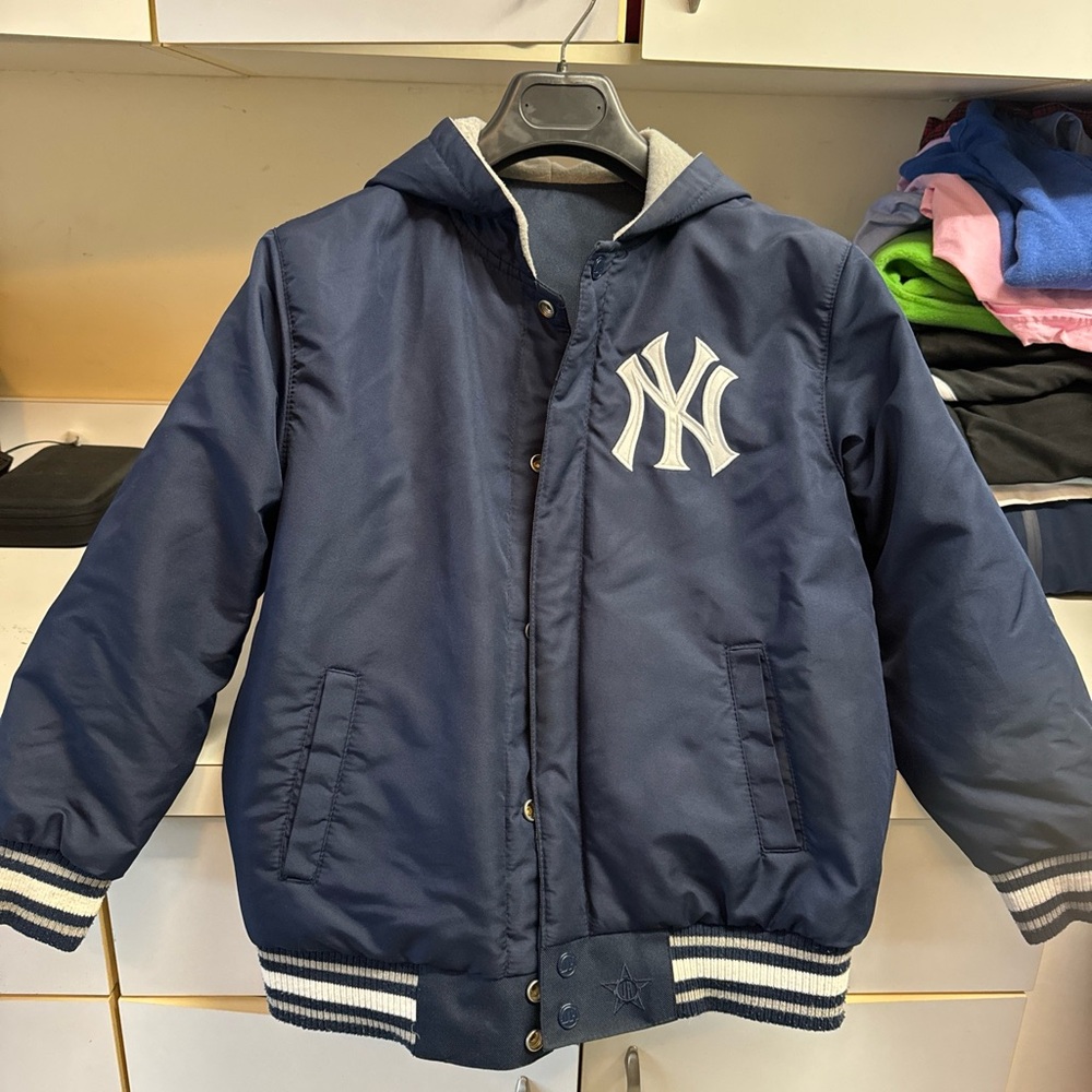 Navy Blue Hooded Jacket with NY Logo reversible